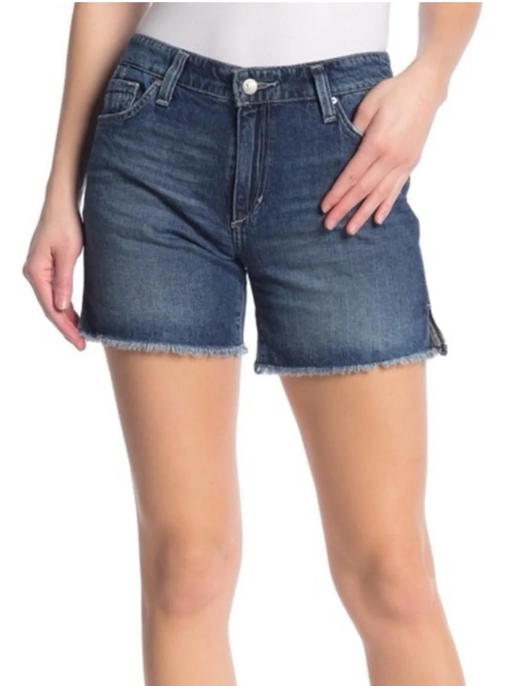 NWT Joe's Jeans Medium Wash Raw Hem “Flawless” Bermuda Long Denim Shorts